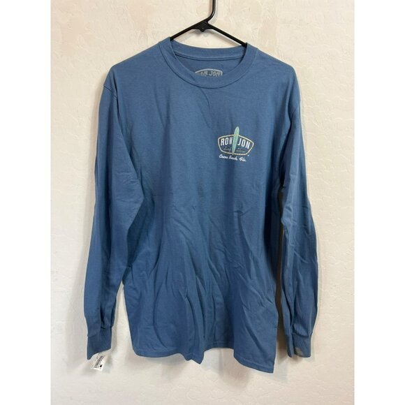 Men Sz M Ron Jon Surf Shop LS Tee NWT Blue Cocoa Beach, Florida It's All About t - Picture 1 of 7